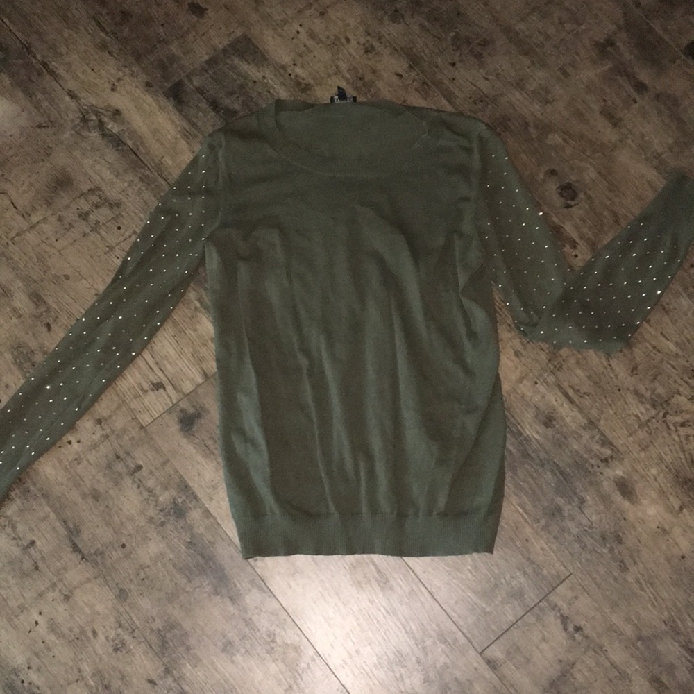 Gold studded sleeve express sweater